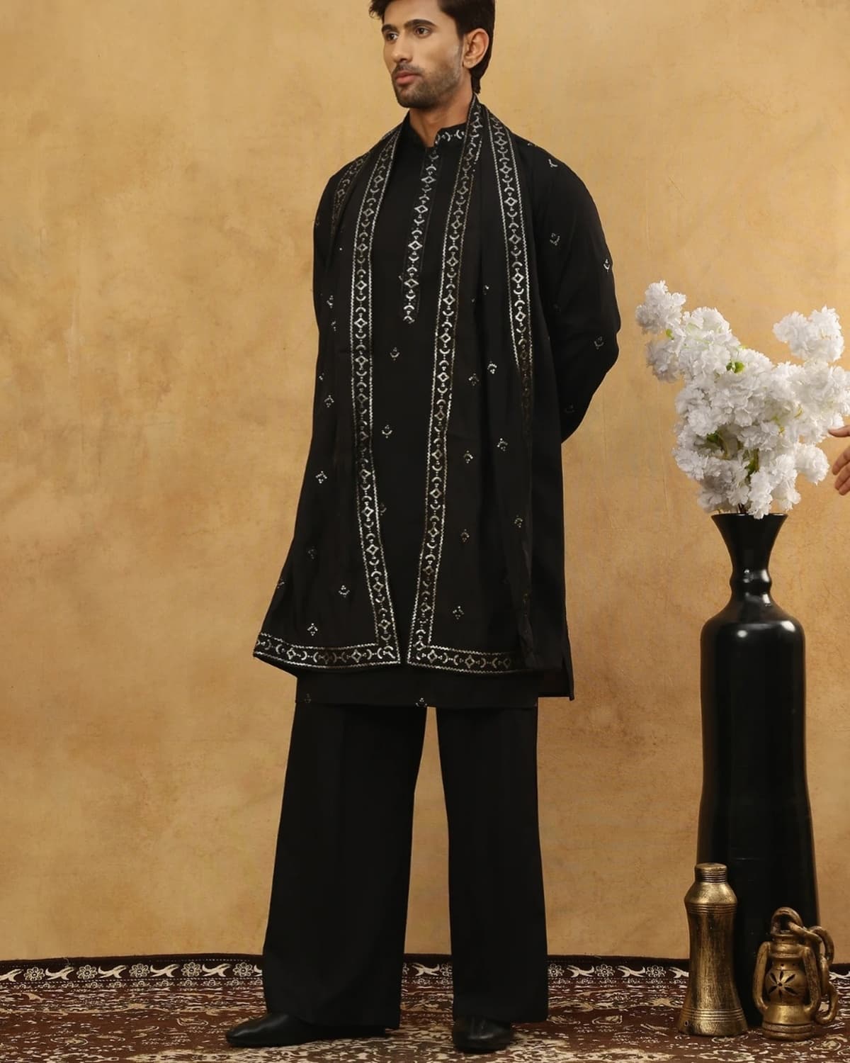 "Black Embroidered Kurta Set"